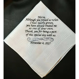 Personalized embroidered men's handkerchief  for groom or father-of-the-bride or step dad with gift box