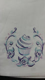 cupcake with roses embroidered tea towel Mother's Day gift housewarming gift