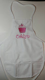 child's cupcake apron, paint smock, custom personalized embroidered apron