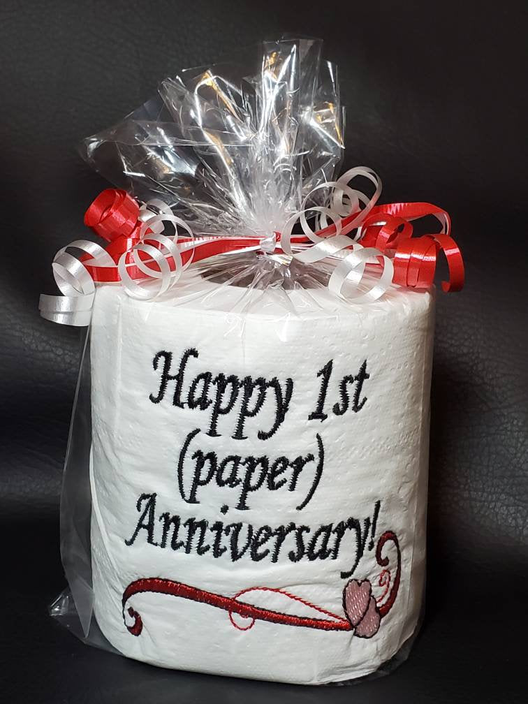 Second Anniversary Traditional Cotton Anniversary Gag Gift, Funny Gift,  Embroidered Toilet Paper, Cotton Anniversary Gift for Him 