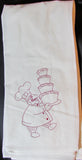 embroidered tea towel, italian chef with decorated cake, chef kitchen decor towel, birthday gift, stocking stuffer, Christmas gift