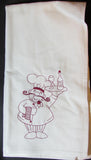embroidered waiter with wine and wine bottle tea towel, Christmas gift, stocking stuffer, italian chef kitchen towel, wine kitchen decor