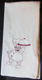 chef carrying serving platter embroidered tea towel, italian chef kitchen decor towel, Christmas gift, stocking stuffer