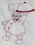 chef carrying serving platter embroidered tea towel, italian chef kitchen decor towel, Christmas gift, stocking stuffer