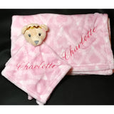 personalized bear princess lovey and regular fleece blanket 2-piece set, new baby shower gift, monogram blanket, baby girl Christmas gift