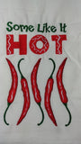 Chili pepper embroidered tea towel, Christmas gift, stocking stuffer, hot chili pepper towel, kitchen decor, kitchen towel