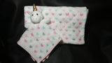 Personalized pink unicorn baby blanket and fleece lovey blanket 2-piece set, custom embroidered baby girl shower gift, Christmas gift
