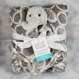 grey elephant lovey blanket and regular blanket 2-piece set, custom personalized monogrammed embroidered new baby shower gift, Christmas gif