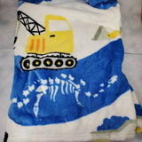 personalized throw blanket, custom monogrammed construction truck dinosaur bones blanket, birthday gift, Valentine's day gift for boys