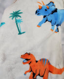personalized dinosaur throw blanket, orange and blue custom monogrammed dinosaur blanket, birthday gift for her or him, Christmas gift