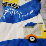 personalized throw blanket, custom monogrammed construction truck dinosaur bones blanket, birthday gift, Valentine's day gift for boys