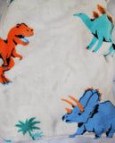 personalized dinosaur throw blanket, orange and blue custom monogrammed dinosaur blanket, birthday gift for her or him, Christmas gift