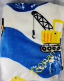 personalized throw blanket, custom monogrammed construction truck dinosaur bones blanket, birthday gift, Valentine's day gift for boys