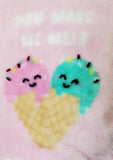 personalized throw blanket with ice cream cones that make a heart, you make me melt, Christmas gift, birthday gift, anniversary gift for her