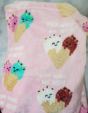 personalized throw blanket with ice cream cones that make a heart, you make me melt, Christmas gift, birthday gift, anniversary gift for her
