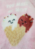 personalized throw blanket with ice cream cones that make a heart, you make me melt, Christmas gift, birthday gift, anniversary gift for her
