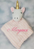 personalized pink baby unicorn stuffed plush lovey animal security blanket baby gift, baby shower gift, monogrammed blanket, Easter gift