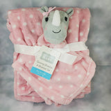 Custom personalized pink polka dot hippo 2-piece lovey/blanket set, baby shower gift, new baby gift, Christmas gift, baby girl gift