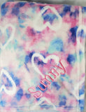 personalized tie dye pink heart throw blanket, home decor, custom monogrammed throw blanket, birthday or anniversary gift, Christmas gift