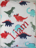 personalized dinosaur throw blanket, custom monogrammed blanket, blue dinosaur blanket, personalized birthday gift for boys, Christmas gift