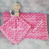 personalized llama lovey security baby blanket and regular fleece blanket 2-piece set, Custom embroidered baby gift, Valentine's day gift