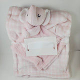 personalized baby pink elephant animal lovey security blanket and regular fleece blanket 2-piece set, Custom new baby gift, Easter gift