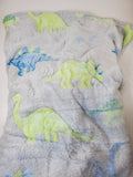 personalized glow in the dark dinosaur throw blanket, monogrammed boy/girl blanket, blue / green dinosaurs, birthday gift, Valentine's gift