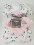 Personalized baby blanket, bunny lovey and 2-piece blanket set, custom monogrammed new baby girl gift, baby shower gift, Christmas gift,