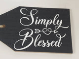 tiered tray home decor, simply blessed, wooden black tag with wooden beads, home decor, country farmhouse rustic decor, Christmas gift