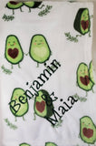 personalized avocado heart monogrammed throw blanket gift, engagement, proposal gift idea, birthday gift, gifts for her, anniversary gift