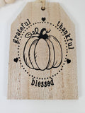 tiered tray home decor, grateful, thankful, blessed, wood tag with wood beads, country farmhouse rustic decor, birthday gift, Valentine gift