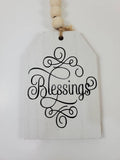 home decor, tiered tray decor, blessings, wood tag with wood beads, Easter decor, country farmhouse rustic decor, shelf sitter, Easter gift