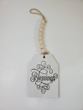 home decor, tiered tray decor, blessings, wood tag with wood beads, Easter decor, country farmhouse rustic decor, shelf sitter, Easter gift