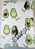 personalized avocado heart monogrammed throw blanket gift, engagement, proposal gift idea, birthday gift, gifts for her, anniversary gift