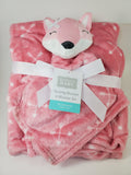 personalized pink baby fox blanket / lovey set, embroidered custom new baby girl shower gift, woodland animal nursery, Valentine's day gift