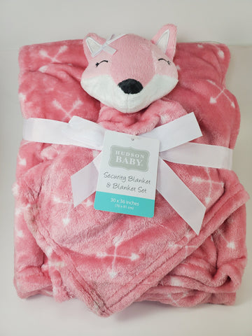 personalized pink baby fox blanket / lovey set, embroidered custom baby girl gift, baby shower gift, woodland animal nursery, Christmas gift