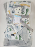 personalized baby blanket, monkey animal lovey security blanket and fleece blanket 2-piece set, custom baby shower gift, Christmas gift