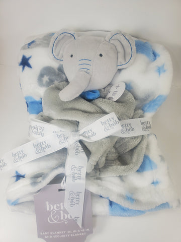 blue elephant lovey and blanket 2-piece set, custom personalized embroidered new baby gift, birthday gift, baby shower gift, Christmas gift