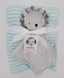 personalized lion animal lovey security blanket and regular fleece blanket 2-piece set, custom embroidered new baby gift, baby shower gift