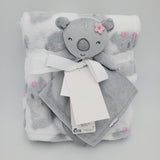 koala 2-piece lovey/blanket set, grey and pink koala custom personalized new baby gift, baby shower gift, Christmas gift, baby girl gift