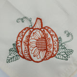 sunflower pumpkin embroidered cloth napkin, eco friendly reusable off white fall embroidered Thanksgiving cloth napkins
