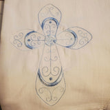 Cross embroidered tea towel, Easter kitchen decor, Christmas gift, housewarming gift, stocking stuffer, Easter kitchen tea towel decor