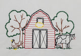 Barn, cow, chicken Tea towel embroidered, barn kitchen towel, housewarming, Mother's Day gift, birthday or Christmas gift, stocking stuffer