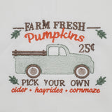 farm fresh pumpkin truck kitchen fall Tea towel embroidered, housewarming, Mother's Day gift, birthday or Christmas gift, stocking stuffer