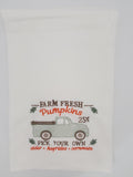 farm fresh pumpkin truck kitchen fall Tea towel embroidered, housewarming, Mother's Day gift, birthday or Christmas gift, stocking stuffer