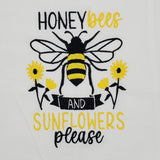 embroidered bee and sunflower tea towel, stocking stuffer, birthday gift, Christmas gift, Valentine's day gift, Honey bees and sunflowers