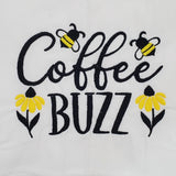 embroidered bee tea towel, Coffee buzz, stocking stuffer, birthday gift, Christmas gift, Valentine's day gift