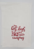 retro camper kitchen Tea towel embroidered, Mother's Day gift, birthday or Christmas gift, stocking stuffer, The best days are spent camping