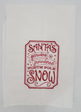 Embroidered Christmas Tea towel, Santa's genuine powdered north pole snow, housewarming, Mother's Day gift, birthday gift, Christmas gift