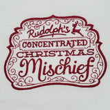 Embroidered Christmas Tea towel, Rudolph's concentrated Christmas mischief, housewarming, stocking stuffer, birthday gift, Christmas gift